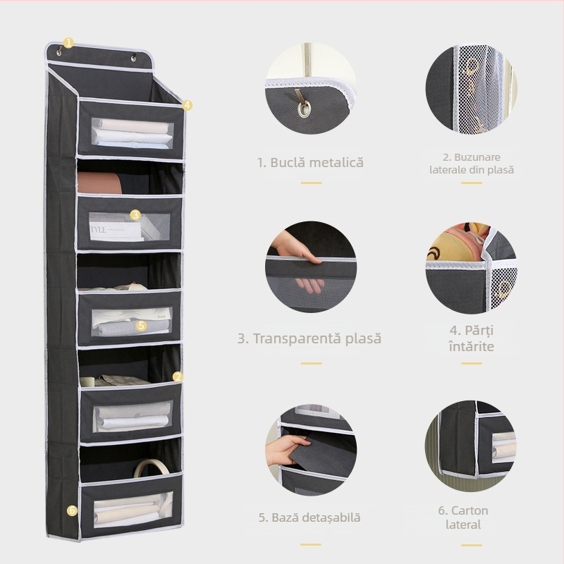 Geantă de depozitare montată pe perete cu fereastră, capacitate mare, organizator cu mai multe compartimente (textil nețesut, pliabil, multifuncțional)