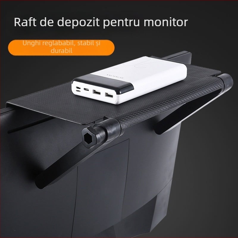 Raft plastic pentru monitor, 1 nivel depozitare pe birou, pliabil, mobil, fără instalare