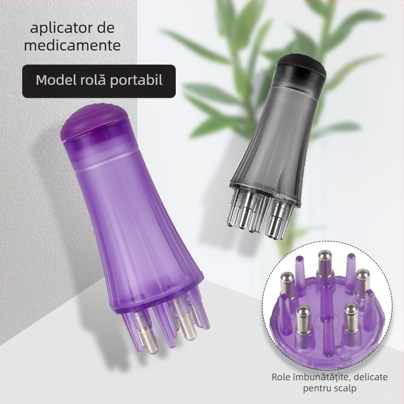 Pieptene pentru scalp cu masaj cu bilă-rol și aplicator de lichid, CY-555, 23 g