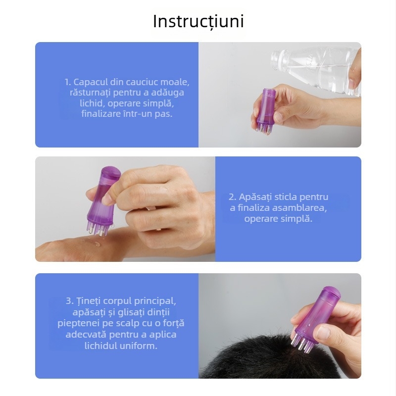 Pieptene pentru scalp cu masaj cu bilă-rol și aplicator de lichid, CY-555, 23 g