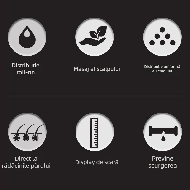 Pieptene pentru scalp cu masaj cu bilă-rol și aplicator de lichid, CY-555, 23 g