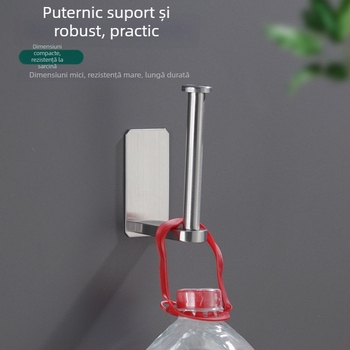 Suport hârtie igienică Yong Qi, oțel inoxidabil 304, montaj pe perete, auto-adeziv, design pătrat