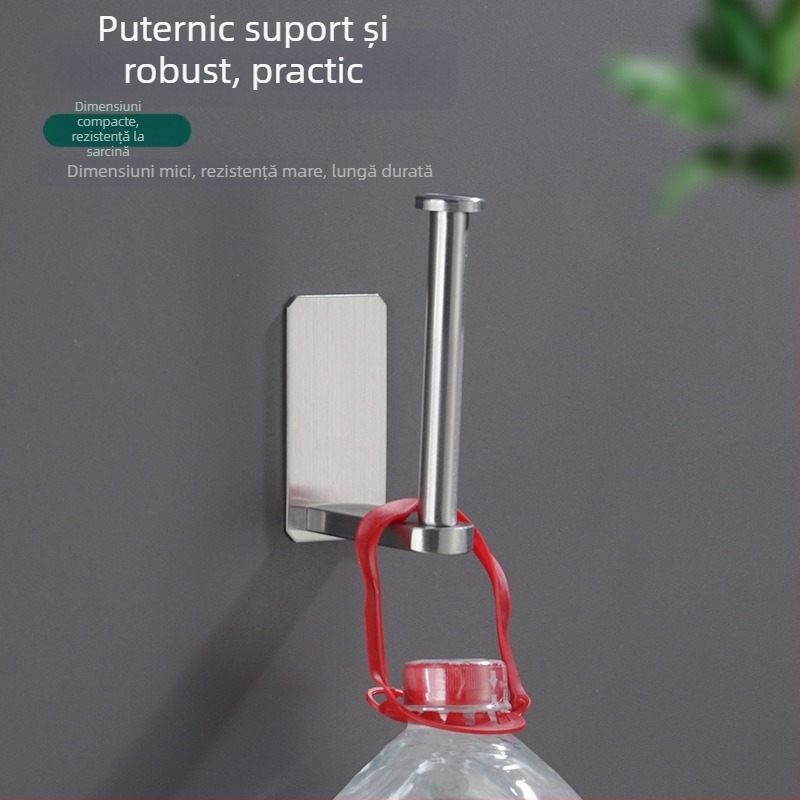Suport hârtie igienică Yong Qi, oțel inoxidabil 304, montaj pe perete, auto-adeziv, design pătrat
