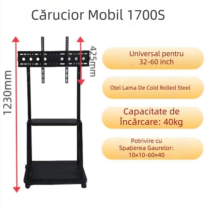 Cartuț de podea pentru LCD TV, universal, model 1700S, din oțel laminat la rece, fără găuri