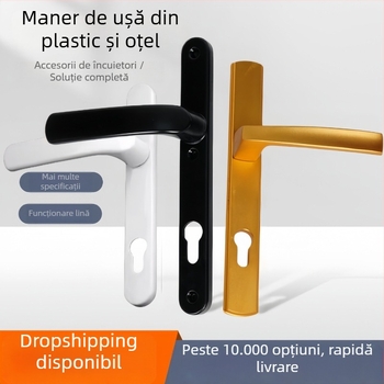 Mâner ușă balcon cu încuietoare, aliaj de aluminiu, model Plastic-Steel, tip 85/92, încuietoare cu un singur punct, pentru uși de sticlă din dormitor/balcon