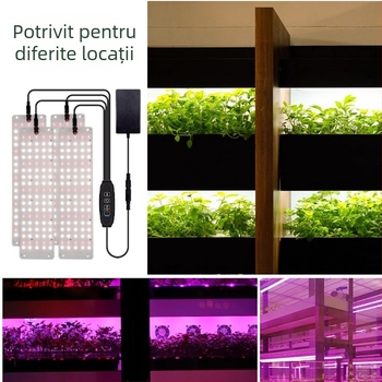 Panou LED pentru creșterea plantelor, spectru complet, pentru 1–4 plante, iluminare pentru germinare în interior (intrare 12V; cip LED Sanan optoelectronics; număr LED: 150/300/450/600; protecție IP42; durată de viață 50.000 h)