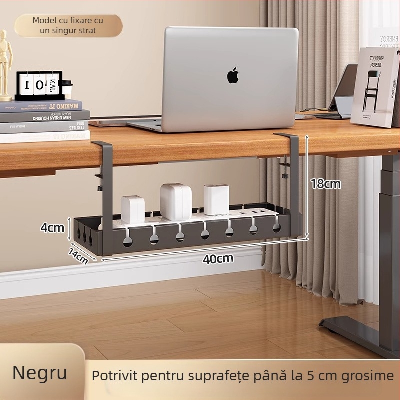 Organizator sub birou pentru cabluri, din fier, stil modern minimalist, gestionare cabluri