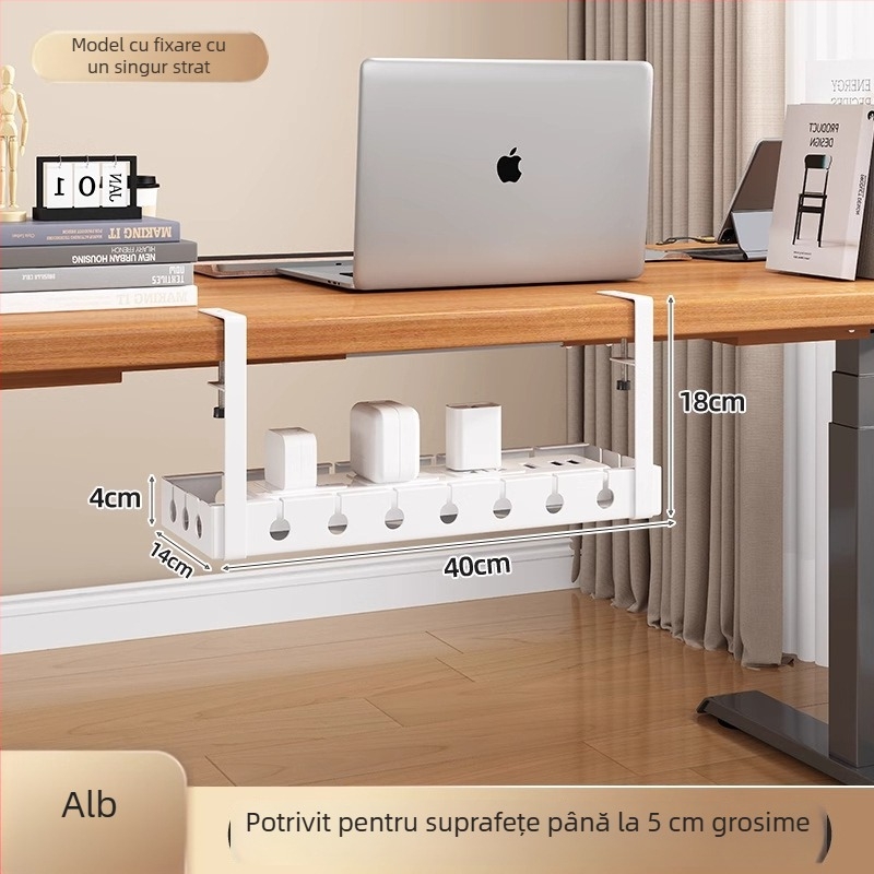 Organizator sub birou pentru cabluri, din fier, stil modern minimalist, gestionare cabluri