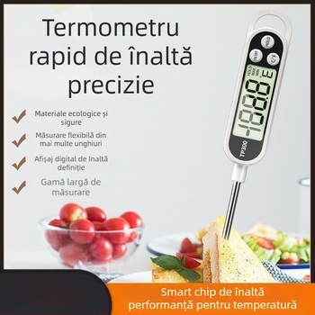 Termometru de bucătărie cu sondă, înaltă precizie, pentru bucătărie – pentru coacere și prăjit, măsoară temperaturile apei, a laptelui și a uleiului