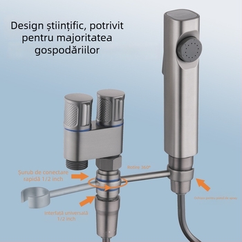 Suport pistolă spray pentru toaletă - universal fără găuri cu montură rotativă (cupru, Wolf Kiss, Rotativ, Fără găuri, Universal)