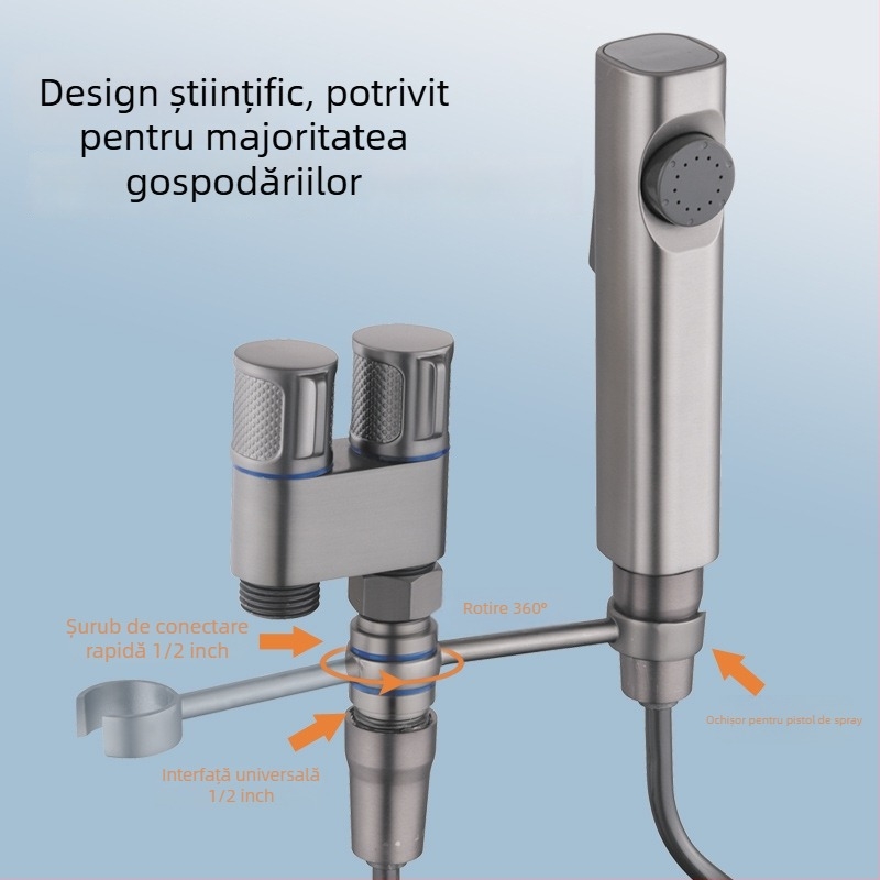 Suport pistolă spray pentru toaletă - universal fără găuri cu montură rotativă (cupru, Wolf Kiss, Rotativ, Fără găuri, Universal)