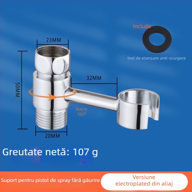 Suport pistolă spray pentru toaletă - universal fără găuri cu montură rotativă (cupru, Wolf Kiss, Rotativ, Fără găuri, Universal)