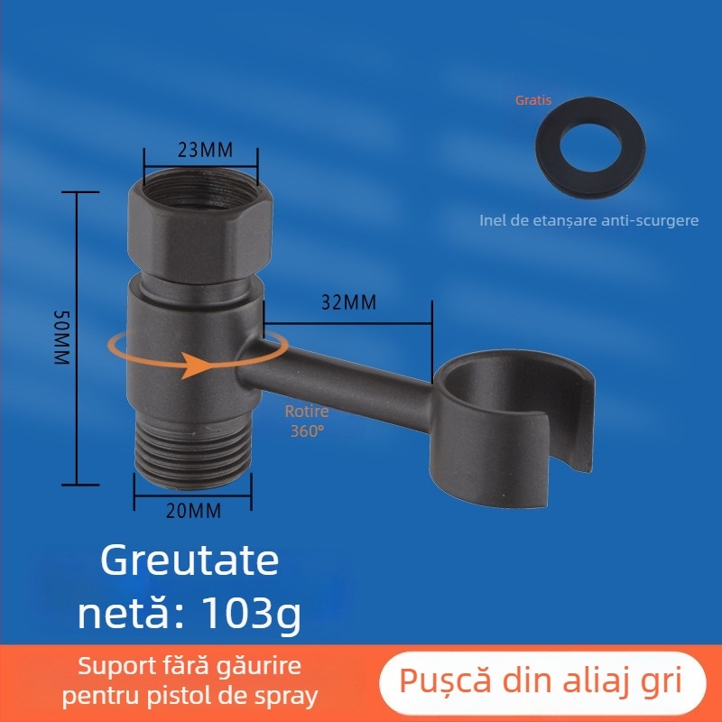 Suport pistolă spray pentru toaletă - universal fără găuri cu montură rotativă (cupru, Wolf Kiss, Rotativ, Fără găuri, Universal)