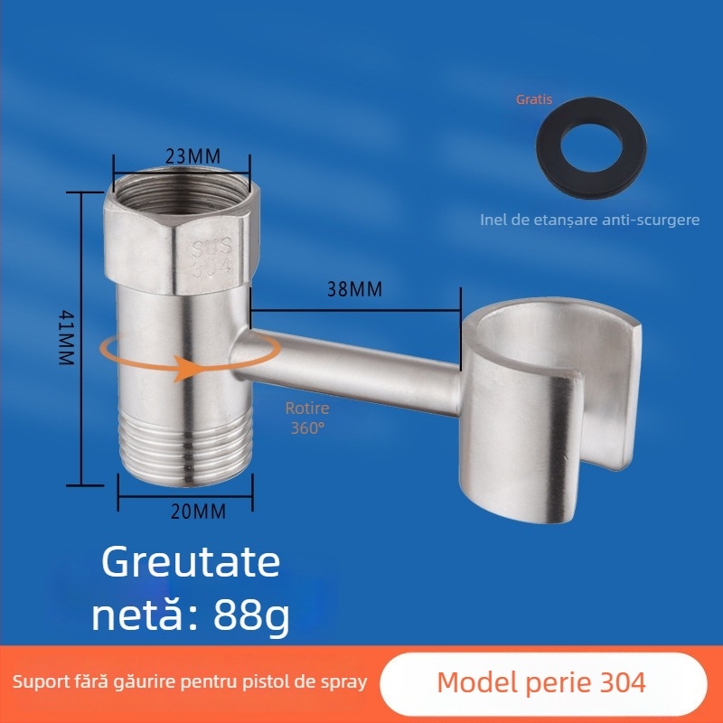 Suport pistolă spray pentru toaletă - universal fără găuri cu montură rotativă (cupru, Wolf Kiss, Rotativ, Fără găuri, Universal)