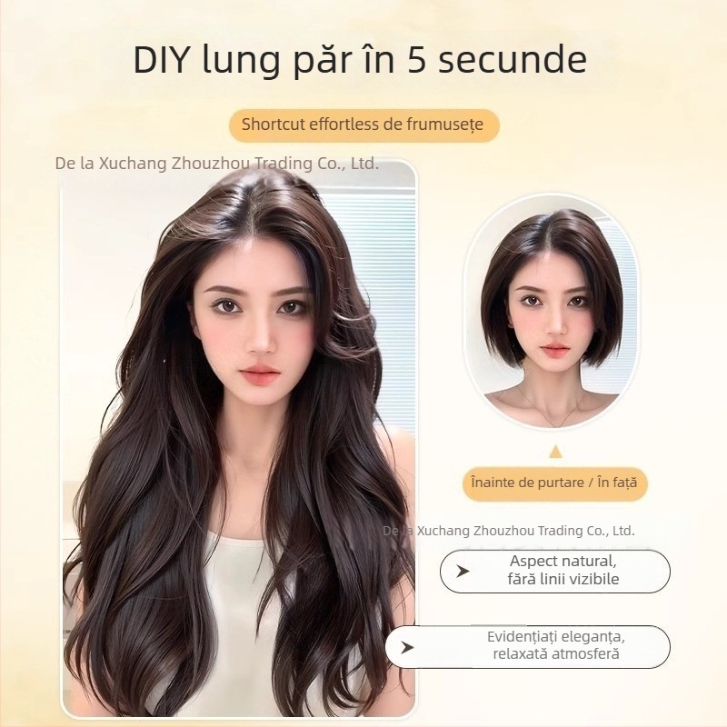 Perucă cu bucle lungi, păr cu valuri mari, fibră rezistentă la temperaturi înalte, model SC60, dintr-o singură bucată