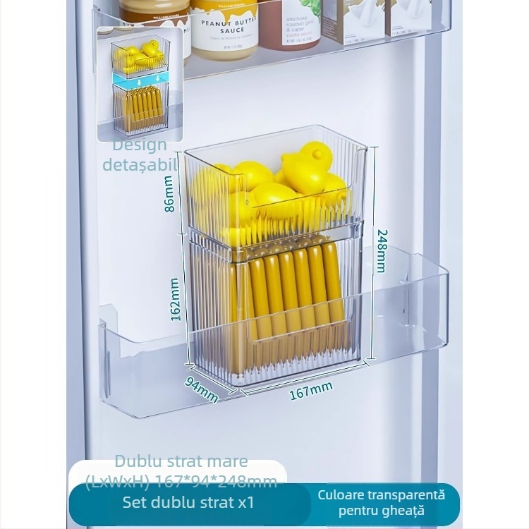 Recipient de depozitare pentru ușa laterală a frigiderului, plastic PET, capacitate 2L, model BXH-1-7, design modern pentru bucătărie