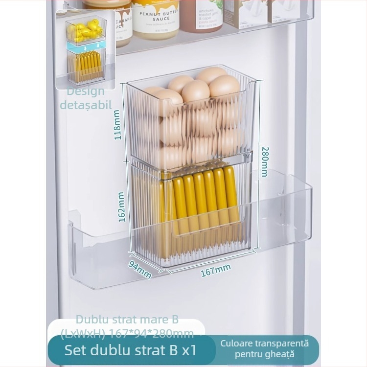 Recipient de depozitare pentru ușa laterală a frigiderului, plastic PET, capacitate 2L, model BXH-1-7, design modern pentru bucătărie