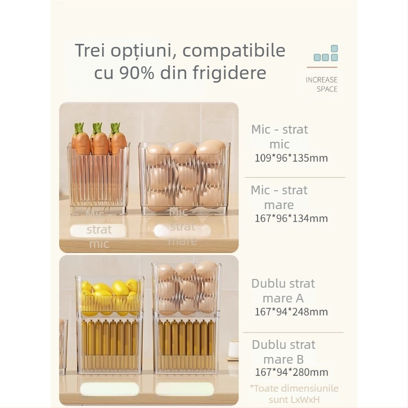 Recipient de depozitare pentru ușa laterală a frigiderului, plastic PET, capacitate 2L, model BXH-1-7, design modern pentru bucătărie