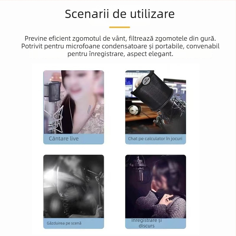 Mile Sound F-03 Microfon Condensator – Plasă Anti-Spray în formă de U, Accesoriu pentru Microfon, Rezistent la Vânt