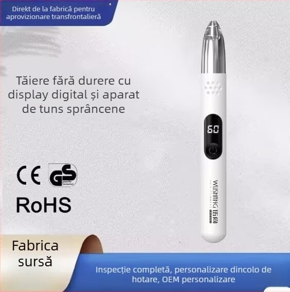 Trimmer electric pentru sprâncene pentru femei, reîncărcabil, lavabil, corp ABS, 95 g