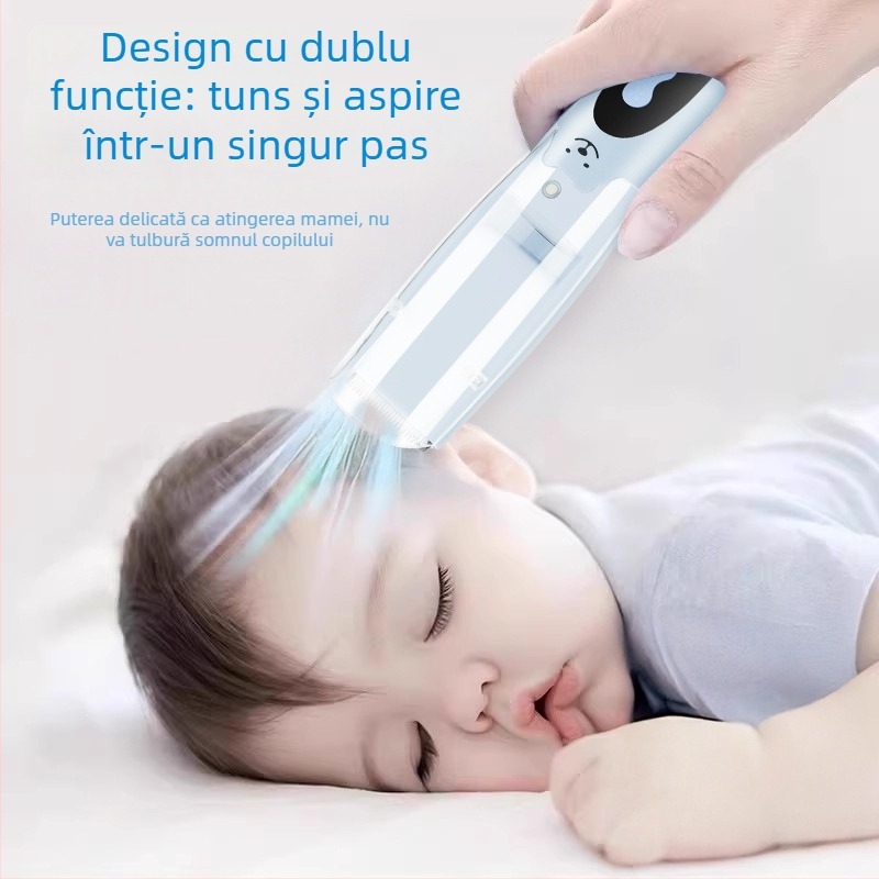 Aparat de tuns electric pentru bebeluși și copii, reîncărcabil, lamă ceramică, cap detașabil și lavabil, baterie 800–1000 mAh, zgomot 36–45 dB
