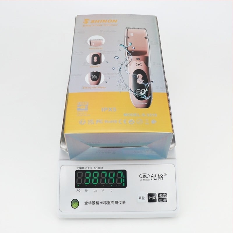 Aparat de tuns electric pentru bebeluși și copii, reîncărcabil, lamă ceramică, cap detașabil și lavabil, baterie 800–1000 mAh, zgomot 36–45 dB