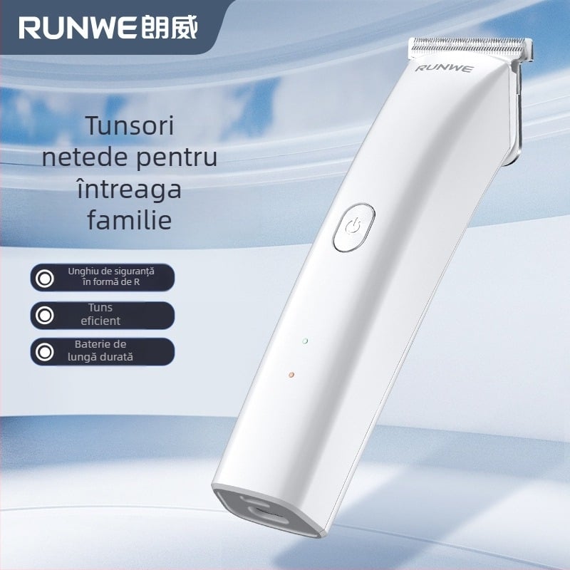 Longway Rs9303 Trimmer păr – Aparat electric reîncărcabil, lamă din oțel inoxidabil, 5W, alimentare duală (încărcare/priză), cap de tăiere detașabil și lavabil