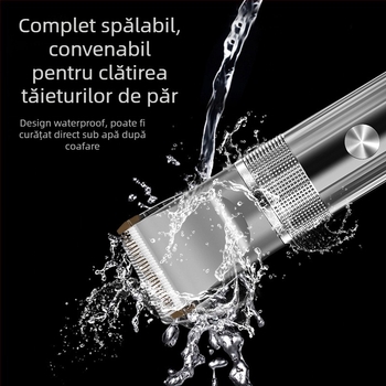 Mașină de tuns păr pentru adulți și copii, profesională pentru salon, afișaj inteligent al puterii, impermeabilă, lame ceramice, baterie încorporată 1200–2000 mAh, autonomie 1–3 ore