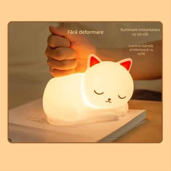 Lumină de noapte din silicon cu control tactil, baterie încorporată, iluminare senzor și ambientală