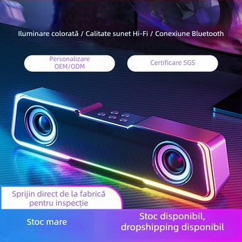 Boxă Bluetooth pentru desktop, 2 difuzoare, 5W, Bluetooth 5.3, 100 Hz–20 kHz, rază 10 m