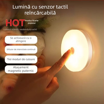 Lumină de noapte cu senzor de mișcare pentru coridor și cameră de hotel, alimentare cu baterie, model TAM-073-2, abajur din plastic, întrerupător inductiv