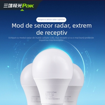 Lampa LED cu senzor radar pentru coridoare și scări, soclu E27, 220V, 95 lm/W, model PAK543071/PAK543072