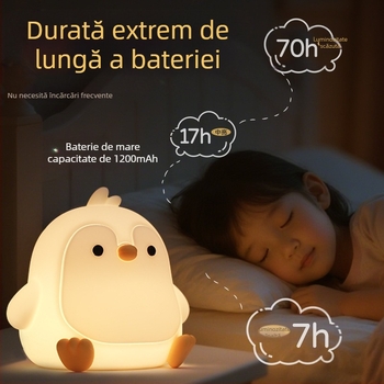 Lampă de noapte decorativă cu pinguin, senzor inteligent, baterie Li-po reîncărcabilă, din silicon