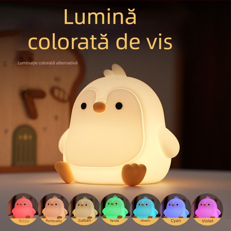 Lampă de noapte decorativă cu pinguin, senzor inteligent, baterie Li-po reîncărcabilă, din silicon