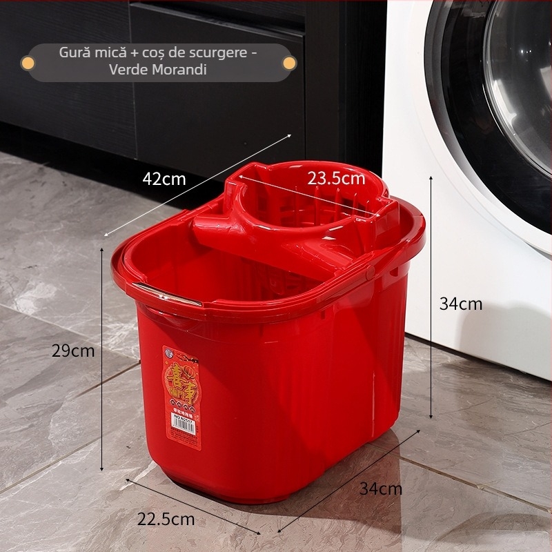 Găleată pentru mop cu storcător, design clasic, plastic rigid, formă dreptunghiulară, pentru uz casnic