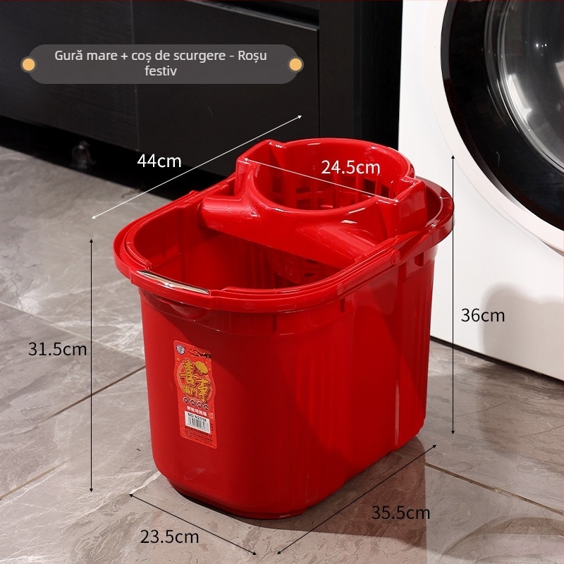 Găleată pentru mop cu storcător, design clasic, plastic rigid, formă dreptunghiulară, pentru uz casnic