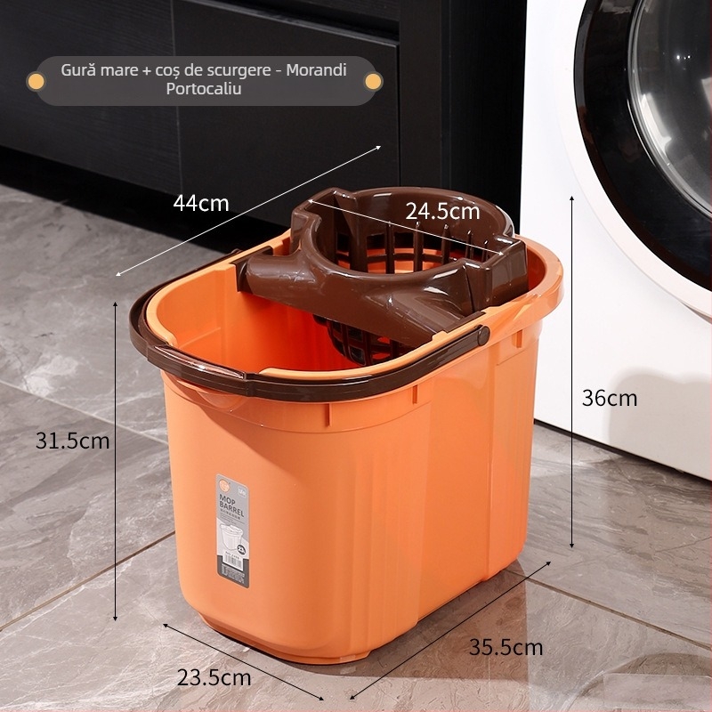 Găleată pentru mop cu storcător, design clasic, plastic rigid, formă dreptunghiulară, pentru uz casnic