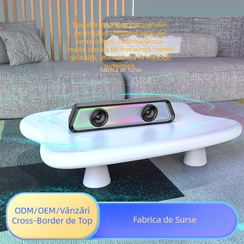 Soundbar Bluetooth 5.3 cu baterie încorporată 2000–4000mAh, putere 8W×2, răspuns în frecvență 100Hz–20kHz, SNR ≥75dB, carcasă ABS+oglindă