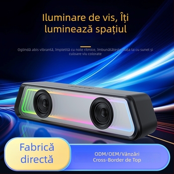 Soundbar Bluetooth 5.3 cu baterie încorporată 2000–4000mAh, putere 8W×2, răspuns în frecvență 100Hz–20kHz, SNR ≥75dB, carcasă ABS+oglindă