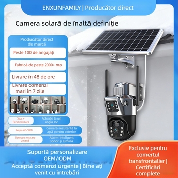 Cameră de supraveghere alimentată solar, 4G, senzor CMOS de 6MP, rezoluție 1920x2160, lentilă de 4 mm, viziune de noapte