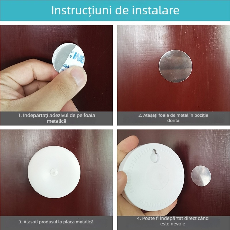 Lumină de noapte cu senzor de mișcare, control al luminii, alimentare pe baterie, montaj magnetic, LED, model SNL-2, abajur PC, pentru coridor, hol de hotel și casă