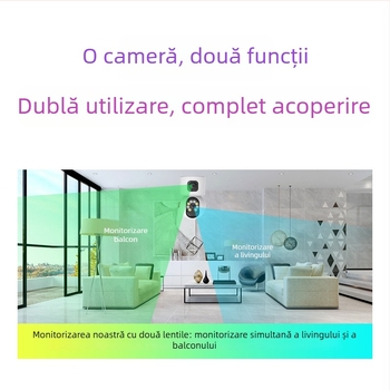 Cameră cu două lentile pentru supraveghere în interior, cu Wi‑Fi și acces de pe telefon; 0.01 lux iluminare minimă; SNR > 48 dB; -10…50°C; Compensație de iluminare de fundal; Funcție de alarmă