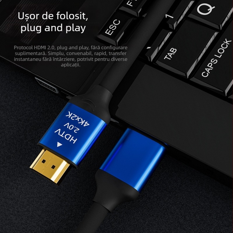 Cablu HDMI 4K 2.0 cu conectori placati cu aur, conductor din cupru, pentru TV