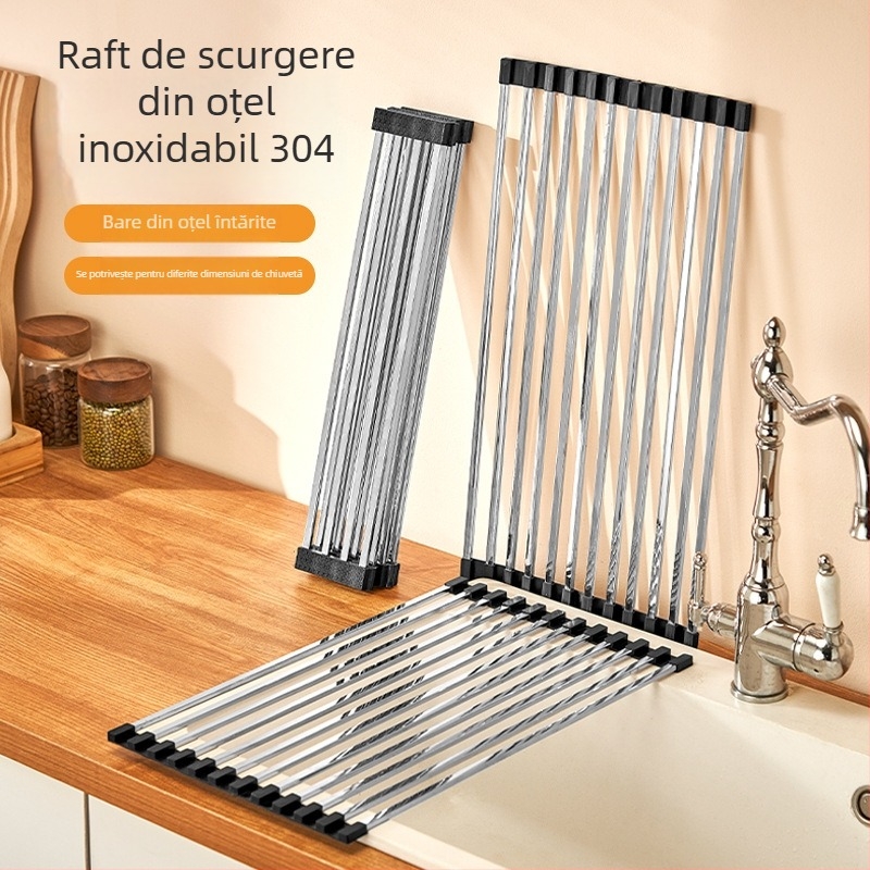 Raft de scurgere pentru chiuvetă; oțel inoxidabil; pliabil; seria Draining rack; Hong Junda – personalizare cu logo