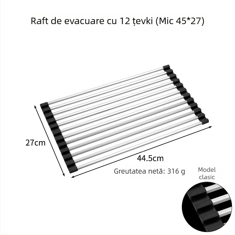 Raft de scurgere pentru chiuvetă; oțel inoxidabil; pliabil; seria Draining rack; Hong Junda – personalizare cu logo