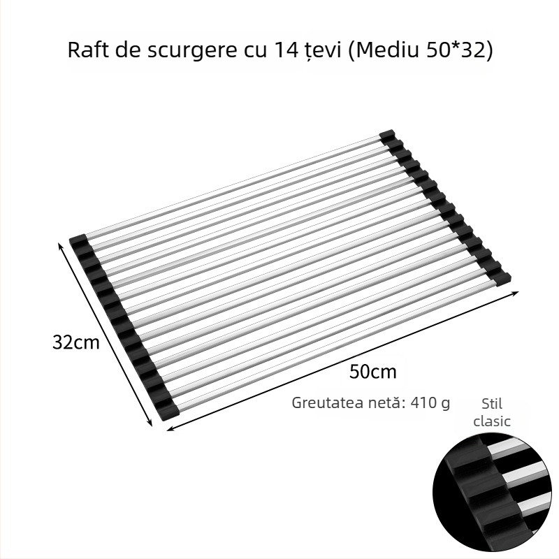 Raft de scurgere pentru chiuvetă; oțel inoxidabil; pliabil; seria Draining rack; Hong Junda – personalizare cu logo
