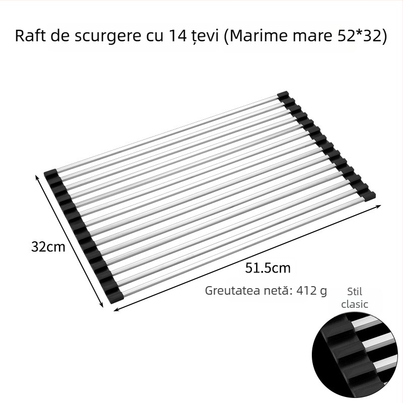 Raft de scurgere pentru chiuvetă; oțel inoxidabil; pliabil; seria Draining rack; Hong Junda – personalizare cu logo