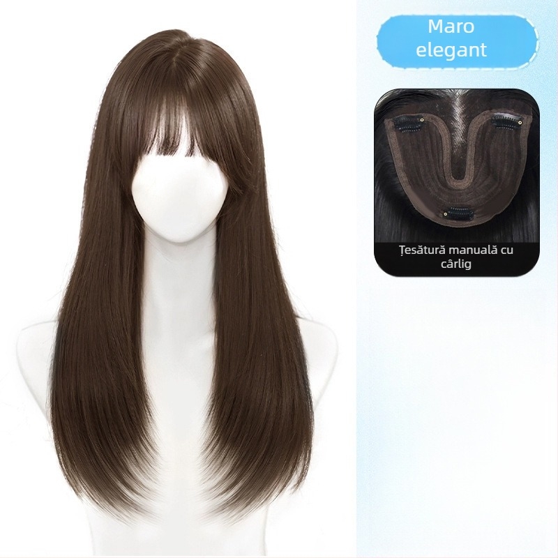 Perucă dantelată pentru femei, cu parte medie, păr voluminos cu valuri mari; fibre rezistente la căldură, model: bucată dantelată, tehnologie: mecanism; nu se poate vopsi sau trata prin perm