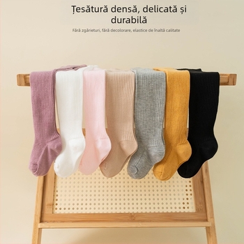 Colanți pentru bebeluși cu model în dungi, tricot Jacquard, amestec din bumbac-poliester, groși, respirabili pentru primăvară-toamnă (nou-născuți și copii mici 1–3 ani)