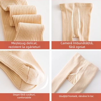 Colanți pentru bebeluși cu model în dungi, tricot Jacquard, amestec din bumbac-poliester, groși, respirabili pentru primăvară-toamnă (nou-născuți și copii mici 1–3 ani)